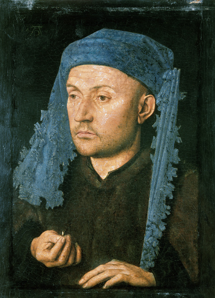 Retrato de un hombre con un gorro azul de Jan van Eyck