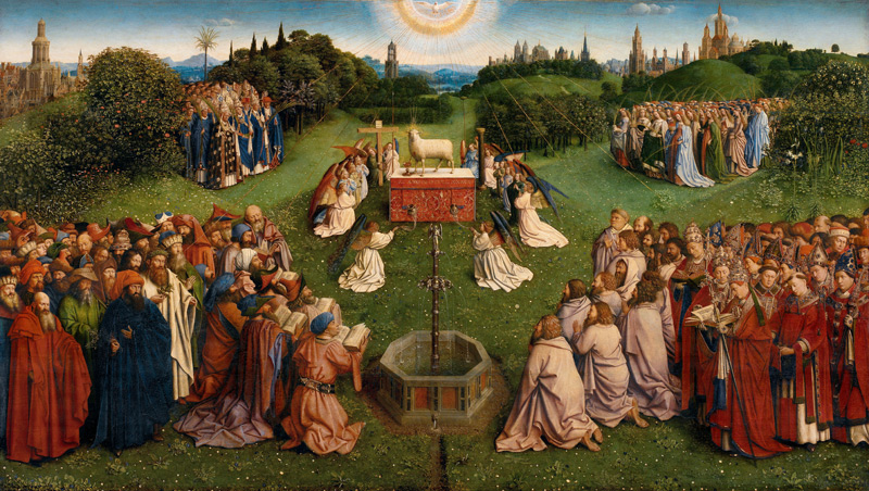Adoración al cordero en el altar de Jan van Eyck