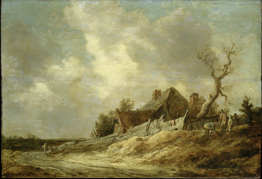 Dirt Road with Farmhouse and Board Fence de Jan van Goyen