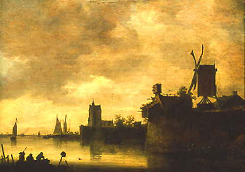 Riverside with windmills de Jan van Goyen