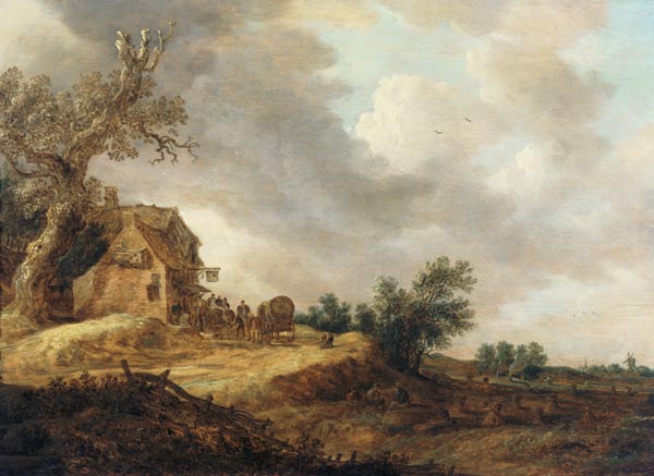 Landscape with Figures Outside an Inn de Jan van Goyen