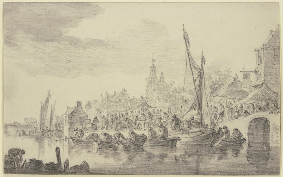 Market at the riverside de Jan van Goyen
