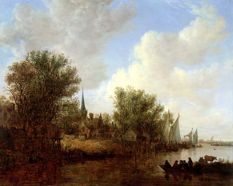 River scene with a View of Overschie de Jan van Goyen