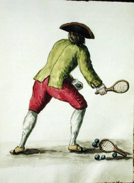A Man Playing with a Racquet and Balls (pen & ink and w/c on paper) de Jan van Grevenbroeck