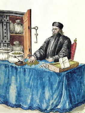 Venetian Moneylender, from an illustrated book of costumes (w/c on paper)