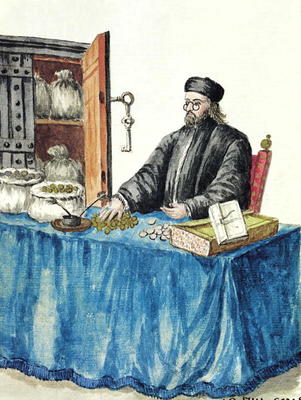 Venetian Moneylender, from an illustrated book of costumes (w/c on paper) de Jan van Grevenbroeck