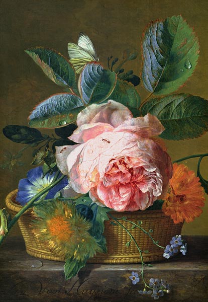 A Basket with Flowers de Jan van Huysum