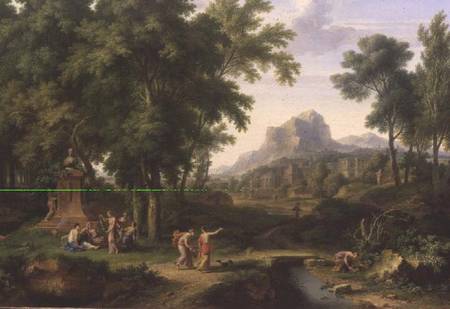 Arcadian Landscape with a Bust of Flora de Jan van Huysum