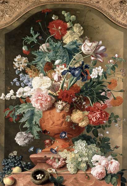 Flowers in a Terracotta Vase de Jan van Huysum