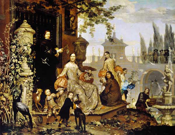 Grand family in a garden de Jan van Kessel d.Ä.
