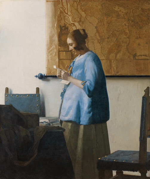 Woman in Blue reading a Letter de Johannes Vermeer