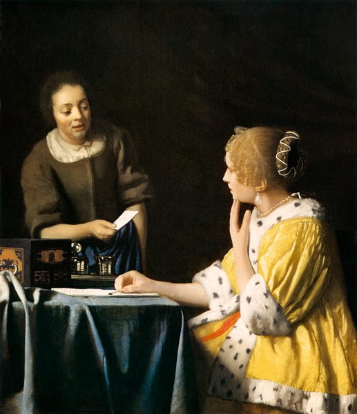 Lady with her Maid holding a Letter de Johannes Vermeer