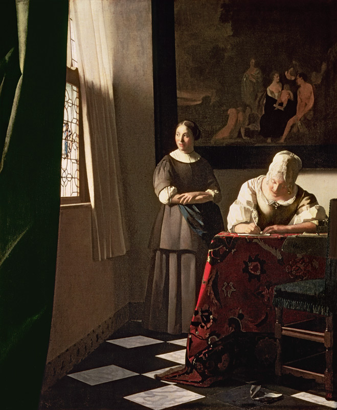 Lady Writing a Letter with her Maid de Johannes Vermeer