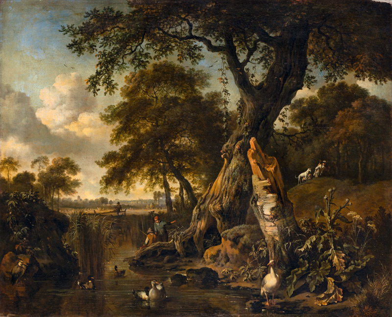 River Landscape with Fisherman and Hunter de Jan Wijnants