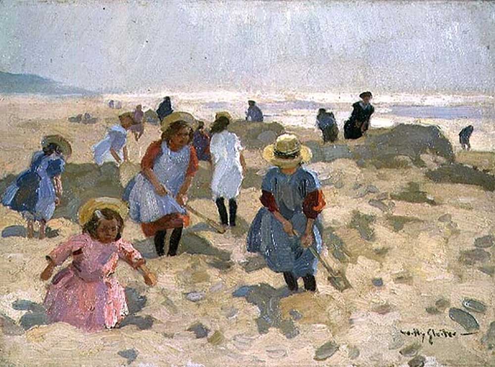 Children playing on the beach de Jan Willem Sluiter