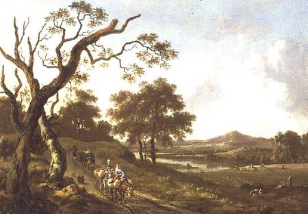 An Extensive Landscape with Pack Mules on a Country Road de Jan Wynants