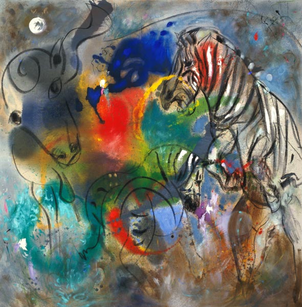 Zebra Mares, 1988 (oil on canvas)  de Jane  Deakin
