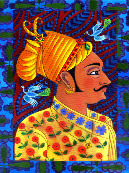 Maharaja with blue birds de Jane Tattersfield