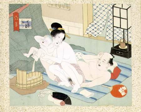 Intimate Domestic Scene (w/c on silk) de Japanese School