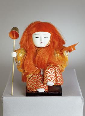 Festival doll of a servant holding a dipper and dish