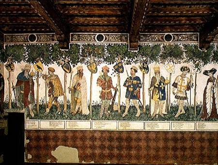 The Nine Worthies and the Nine Worthy Women, detail of Julius Caesar, Joshua, King David, Judas Macc de Jaquerio