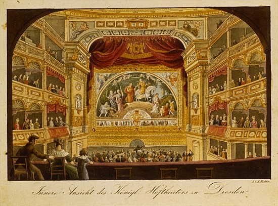 The interior of the royal theatre at Dresden, c.1845 de J.C.A. Richter