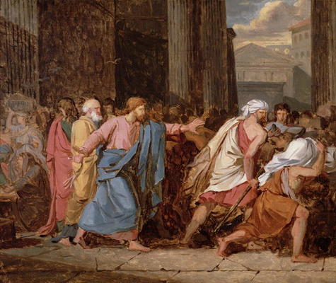 Jesus Driving the Merchants from the Temple (oil on canvas) de Jean-Germain Drouais