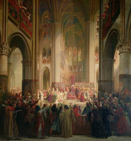 Estates General of Paris Meeting in Notre-Dame after the Death of Charles IV (1295-1328), 1st Februa de Jean Alaux