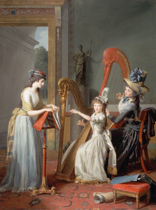 (the harp players Mademoiselles this ' Orléans) de Jean-Antoine-Theodore Giroust