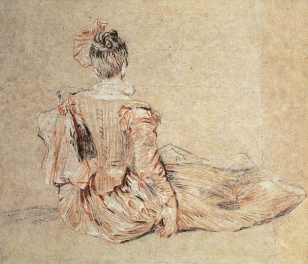 Study of a woman seen from the back, 1716-18 de Jean Antoine Watteau