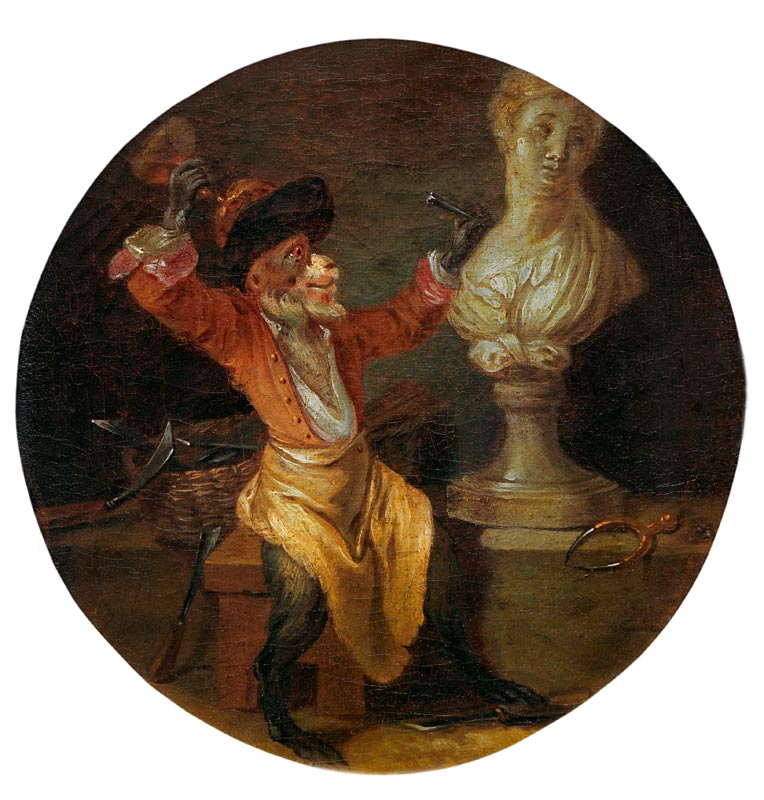 A.Watteau(Nachfolge), Affe als Bildhauer de Jean-Antoine Watteau