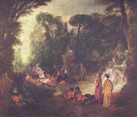 Feast in the park de Jean-Antoine Watteau
