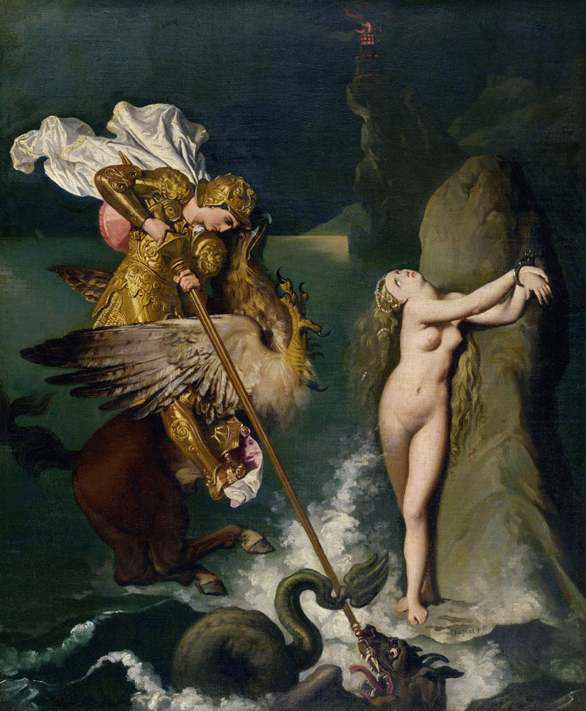 Angelica saved by Ruggiero de Dominique Ingres