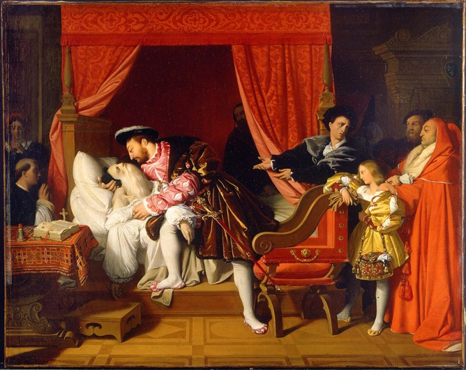 Francis I Receives the Last Breaths of Leonardo da Vinci de Dominique Ingres