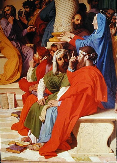 Jesus Among the Doctors, detail of the doctors and the Virgin Mary de Dominique Ingres