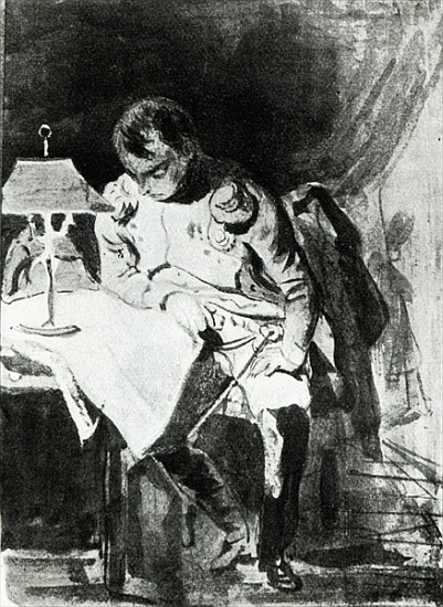 Napoleon studying his maps lamplight, c.1800 de Dominique Ingres