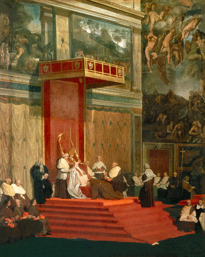 Papa Pío VII  atendiendo a la  capilla (Luigi Barnaba Chiaramonti) (1742-1823) de Dominique Ingres