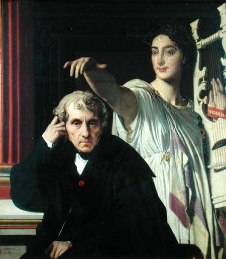 Portrait of the Italian Composer Cherubini (1760-1842) and the Muse of Lyrical Poetry de Dominique Ingres