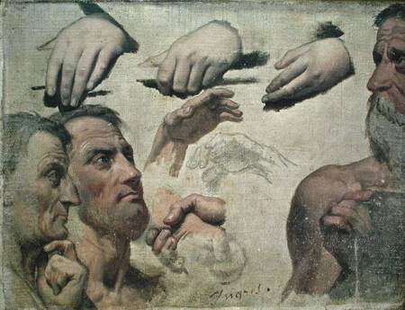Study of Heads and Hands for the Apotheosis of Homer de Dominique Ingres