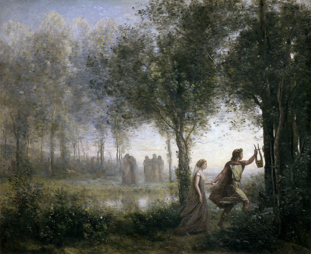Orpheus Leading Eurydice from the Underworld de Jean-Baptiste-Camille Corot