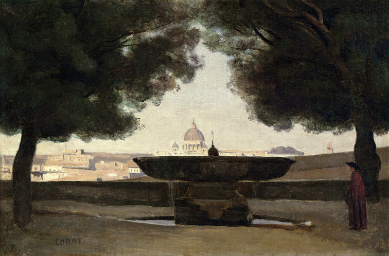 The Fountain of the French Academy in Rome de Jean-Baptiste-Camille Corot