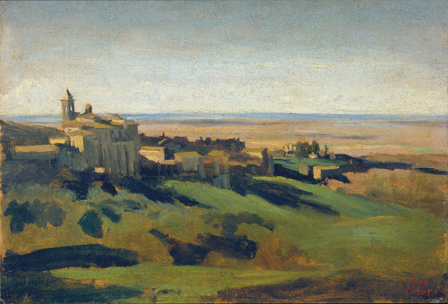 View of Marino in the Alban Mountains in the Early Morning de Jean-Baptiste-Camille Corot