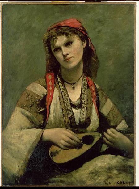 Christine Nilson (1843-1921) or The Bohemian with a Mandolin de Jean-Baptiste-Camille Corot