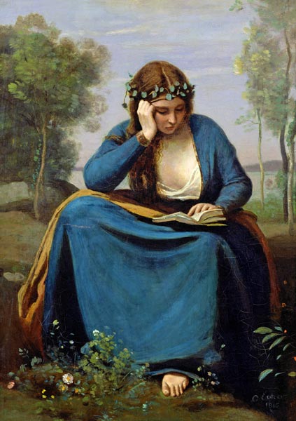 The Reader Crowned with Flowers, or Virgil's Muse de Jean-Baptiste-Camille Corot