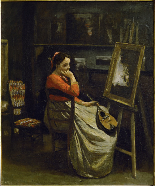 Woman with Mandolin in Studio de Jean-Baptiste-Camille Corot