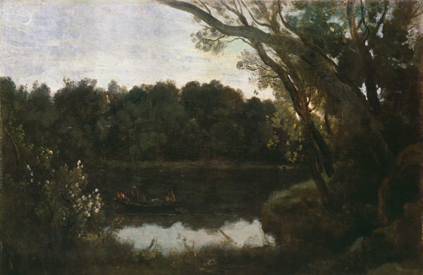 Der Teich von Ville d'Avray am Abend de Jean-Baptiste-Camille Corot