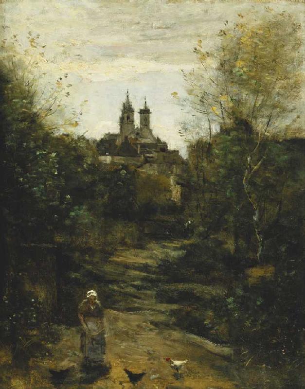 Der Weg zur Kirche in Semur de Jean-Baptiste-Camille Corot