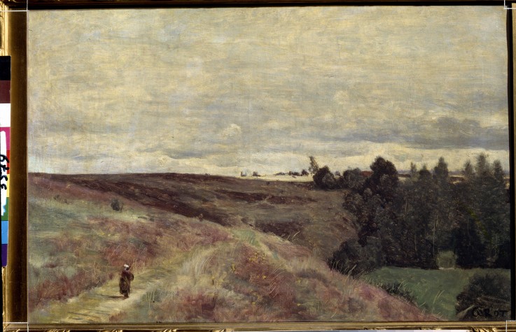 Heather covered hills near Vimoutier de Jean-Baptiste-Camille Corot