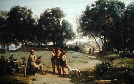 Homer and the Shepherds in a Landscape de Jean-Baptiste-Camille Corot