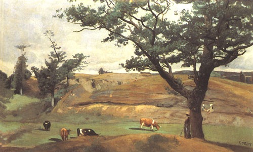 Hill and pastures in the surroundings of Saint LÔ de Jean-Baptiste-Camille Corot
